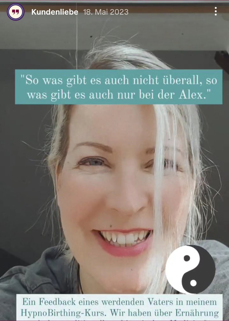 Instagram-Story von Alexandra Stern mit dem Feedback eines werdenden Vaters: So was gibt es auch nur bei der Alex.